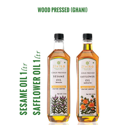 Wood Pressed Safflower & Sesame Oil (1 +1) COMBO 2 Litres